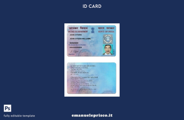 modello di carta India e PAN in stile verificato